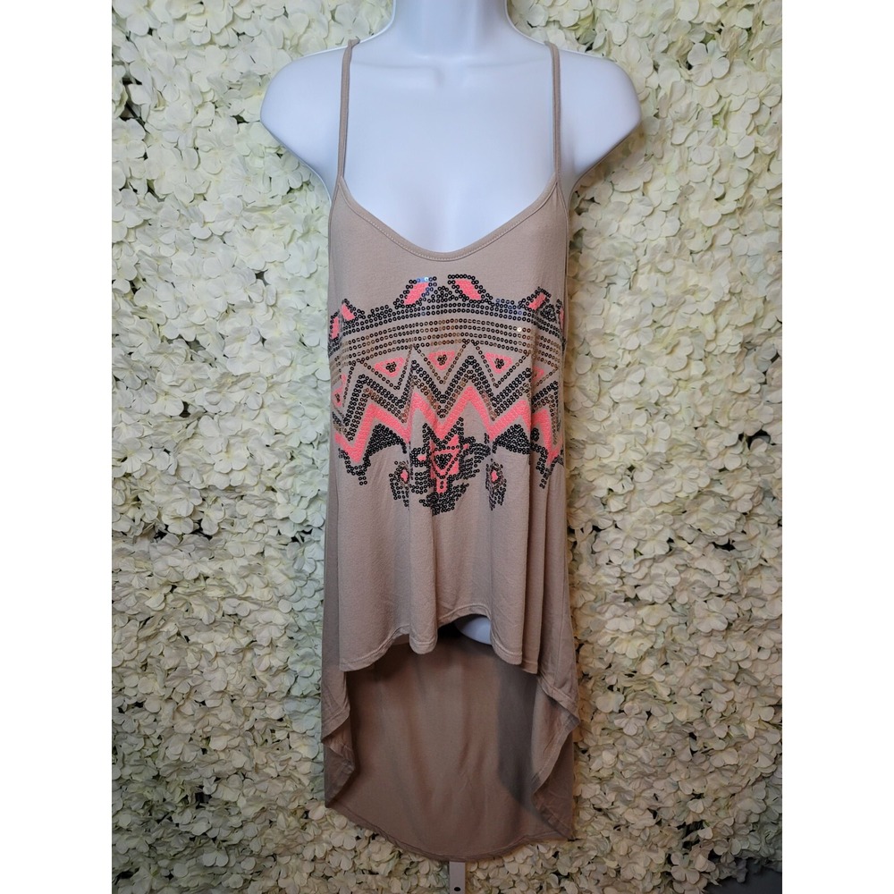 Almost Famous Sequin Aztec High Low Tank Top MD, Part Shirt-part Dress Ultracool